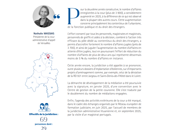 Bilan de l'activité juridictionnelle 2025 de la cour